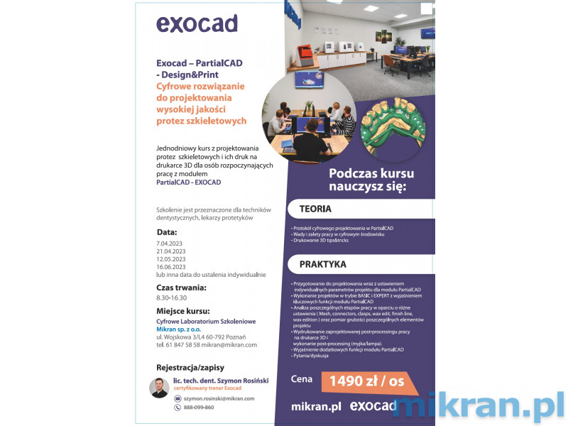 Kurs Exocad – PartialCAD - Projektowanie protez szkieletowych (kurs stacjonarny)